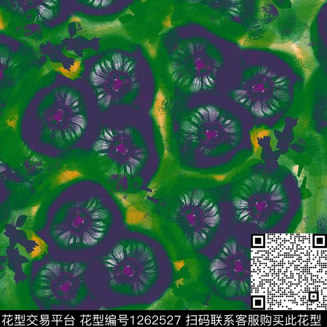 炫彩手绘花卉数码印花华亿平台下载（图片编号: 1262527） - 瓦栏（Walan）