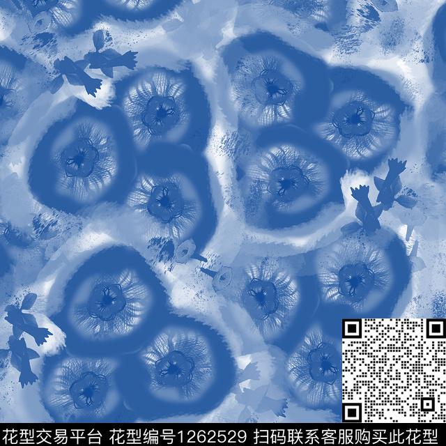 炫彩手绘花卉数码印花华亿平台下载（图片编号: 1262529） - 瓦栏（Walan）