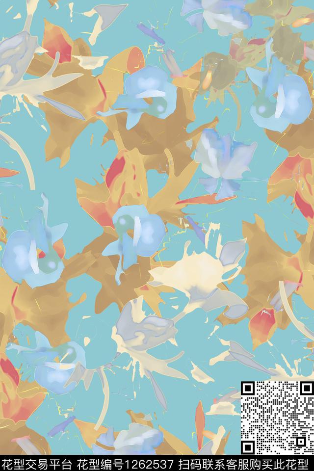 抽象数字印花男装休闲花卉数码印花华亿平台下载（图片编号: 1262537） - 瓦栏（Walan）