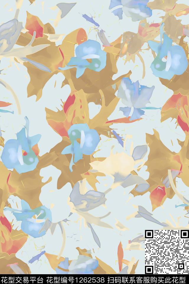 抽象数字印花男装休闲花卉数码印花华亿平台下载（图片编号: 1262538） - 瓦栏（Walan）