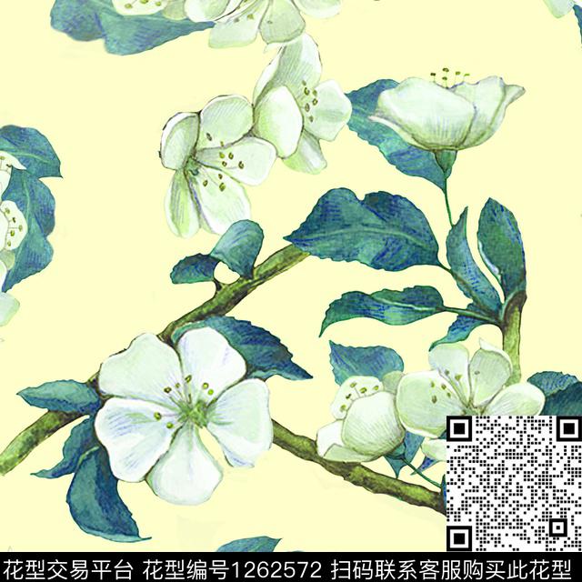 数码华亿平台花卉水墨风数码印花华亿平台下载（图片编号: 1262572） - 瓦栏（Walan）