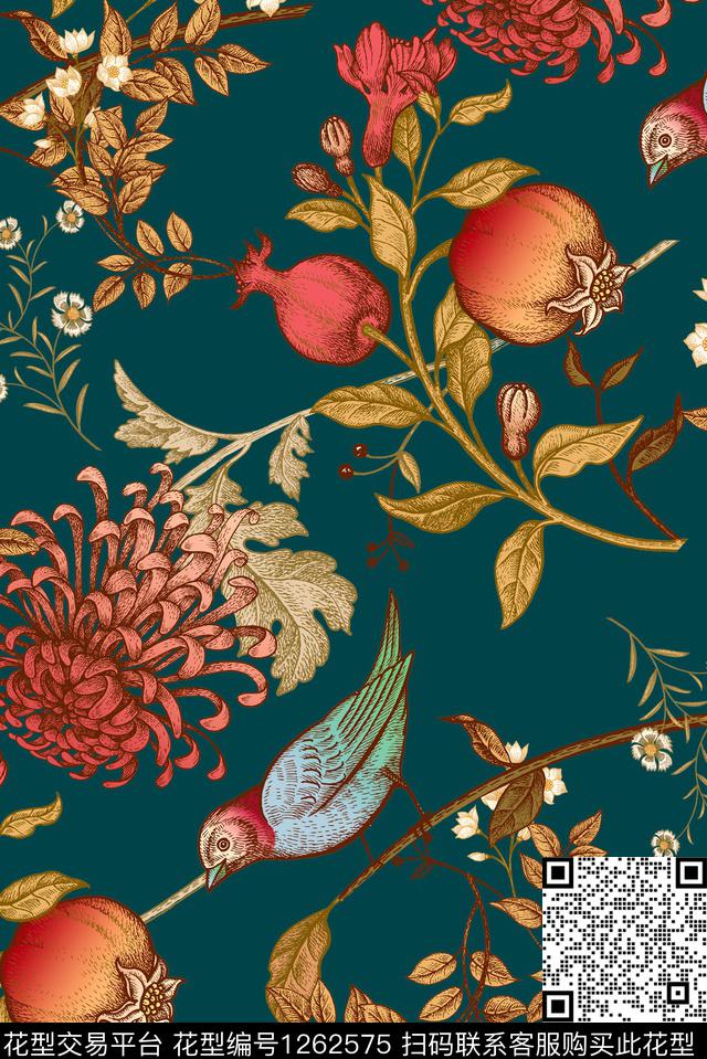 水彩真丝大牌风传统印花华亿平台下载（图片编号: 1262575） - 瓦栏（Walan）