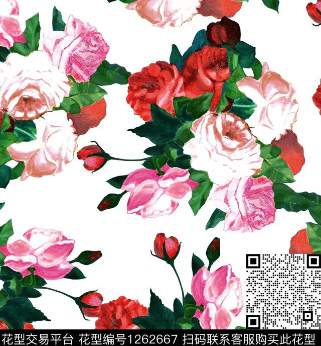 大牌风小碎花玉兰花数码印花华亿平台下载（图片编号: 1262667） - 瓦栏（Walan）