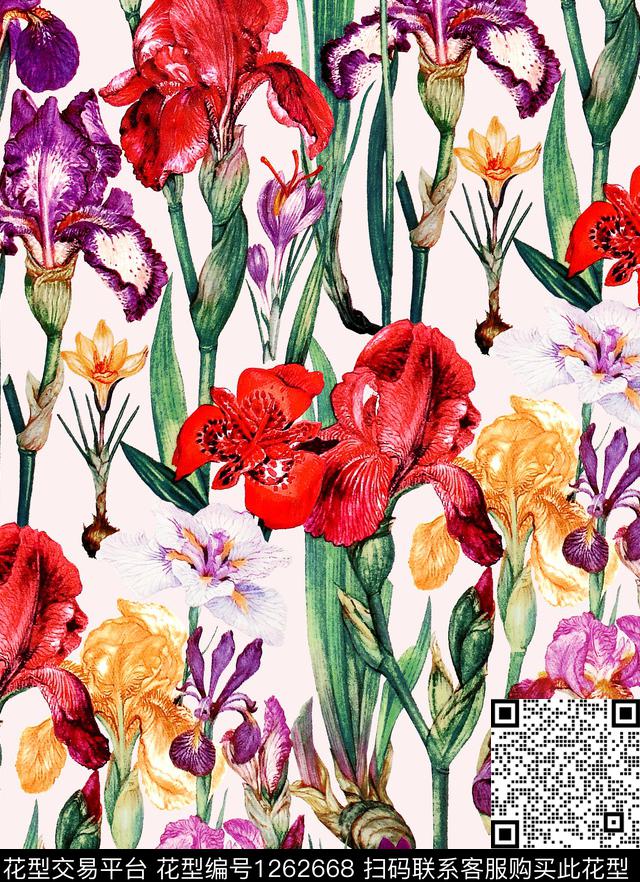 大牌风小碎花玉兰花数码印花华亿平台下载（图片编号: 1262668） - 瓦栏（Walan）