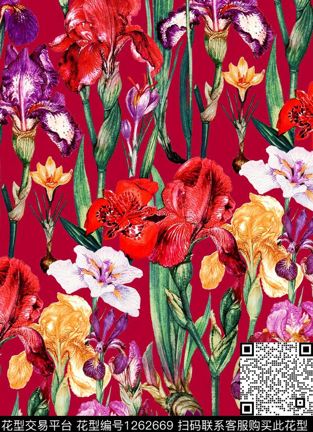 大牌风小碎花玉兰花数码印花华亿平台下载（图片编号: 1262669） - 瓦栏（Walan）