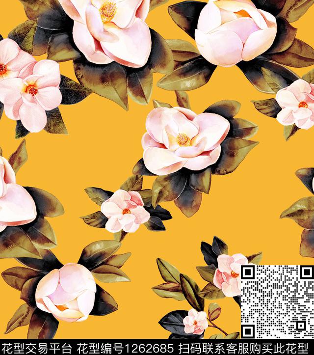 大牌风小碎花玉兰花数码印花华亿平台下载（图片编号: 1262685） - 瓦栏（Walan）