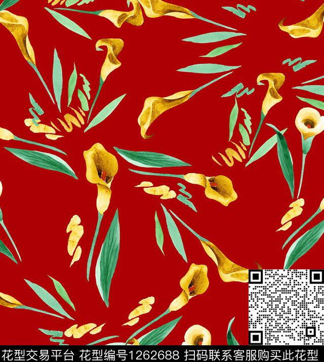 大牌风小碎花玉兰花数码印花华亿平台下载（图片编号: 1262688） - 瓦栏（Walan）