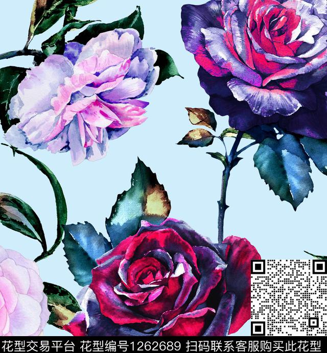 大牌风小碎花玉兰花数码印花华亿平台下载（图片编号: 1262689） - 瓦栏（Walan）