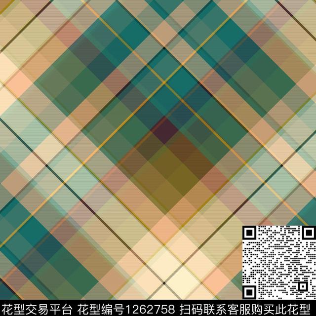 几何格子大牌风数码印花华亿平台下载（图片编号: 1262758） - 瓦栏（Walan）