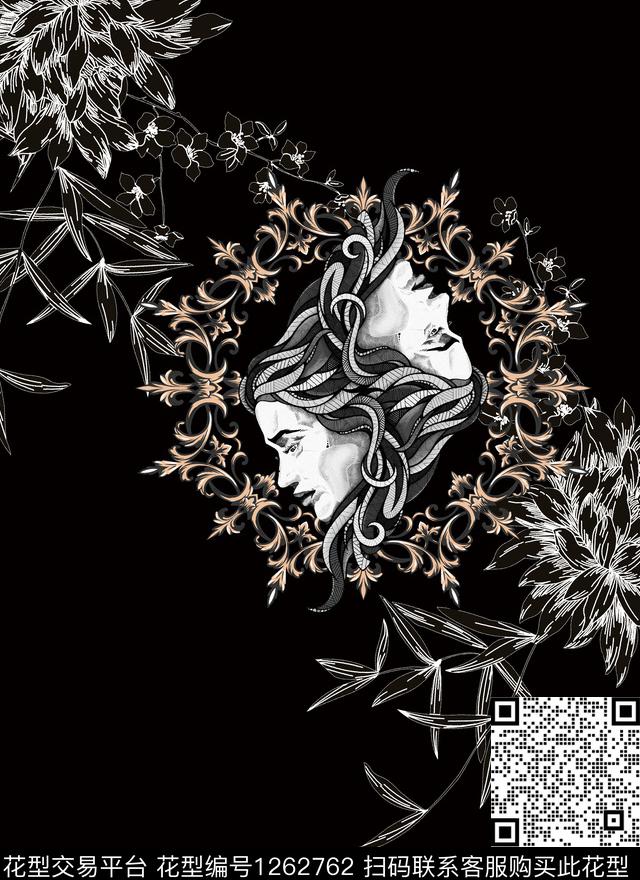 抽象花卉复古动物数码印花华亿平台下载（图片编号: 1262762） - 瓦栏（Walan）