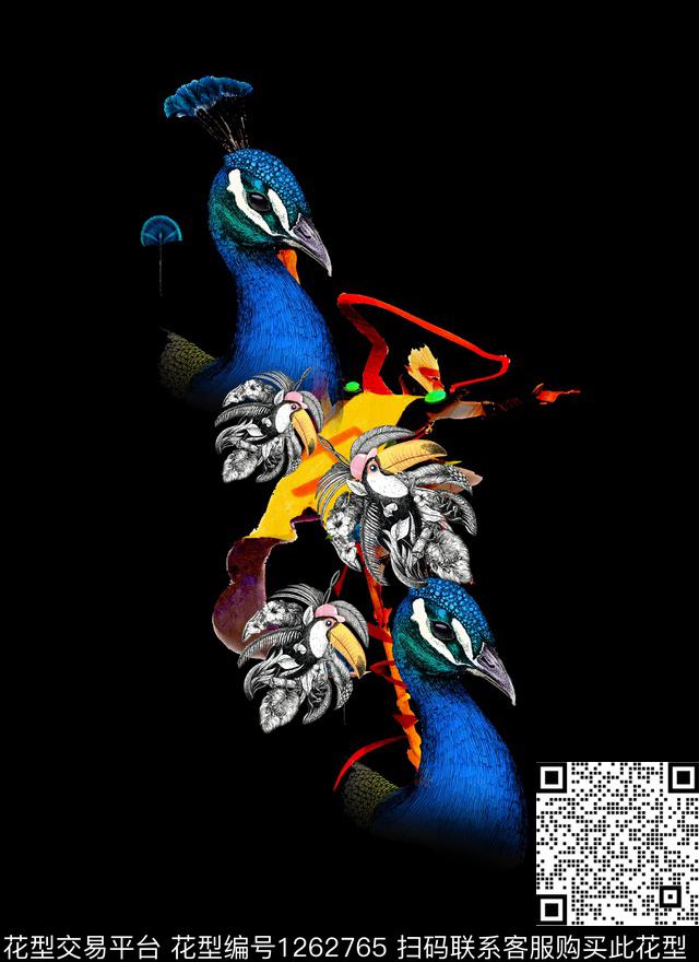 抽象花卉复古动物数码印花华亿平台下载（图片编号: 1262765） - 瓦栏（Walan）