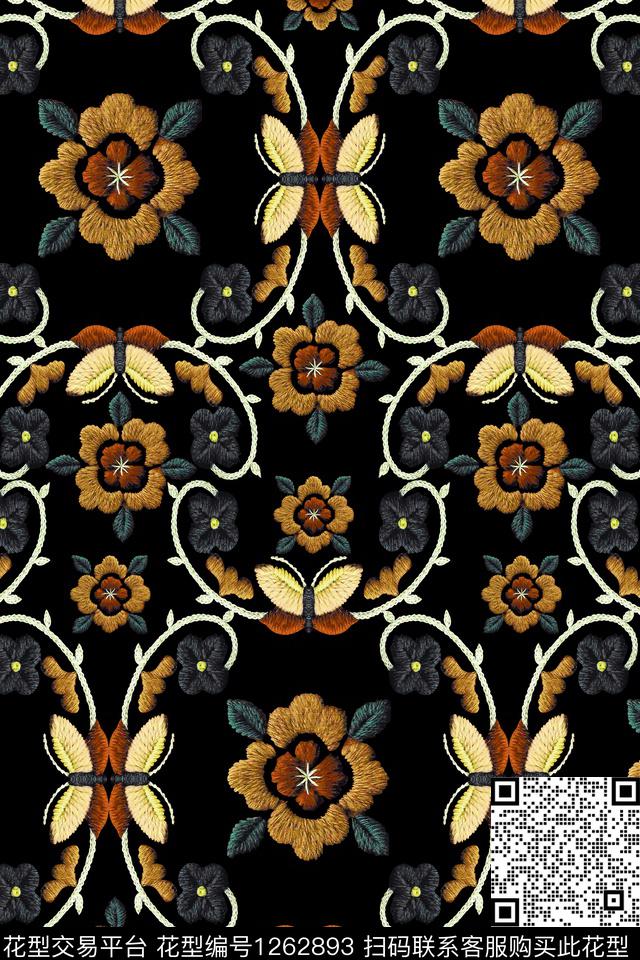 花卉民族风数码华亿平台数码印花华亿平台下载（图片编号: 1262893） - 瓦栏（Walan）