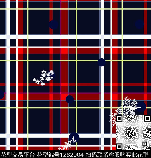 花卉珊瑚男装格子传统印花华亿平台下载（图片编号: 1262904） - 瓦栏（Walan）