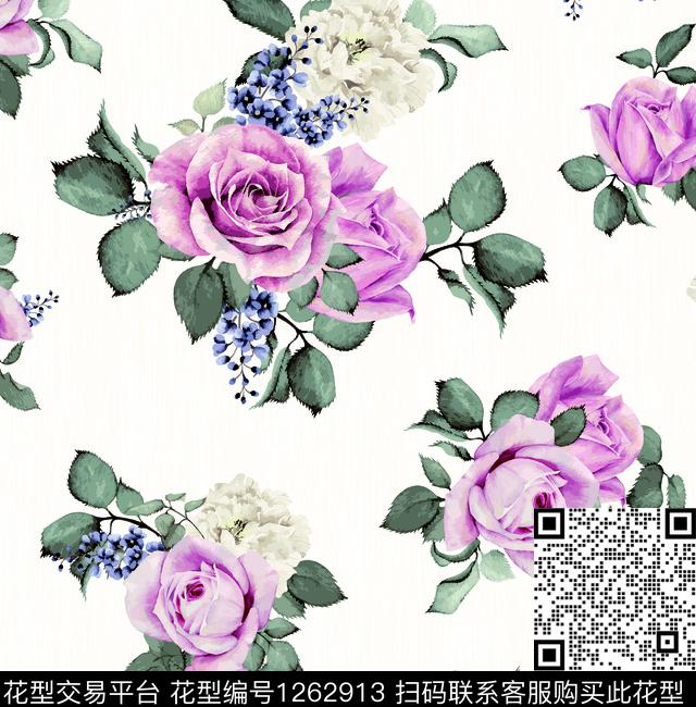 小碎花大牌风玫瑰花数码印花华亿平台下载（图片编号: 1262913） - 瓦栏（Walan）