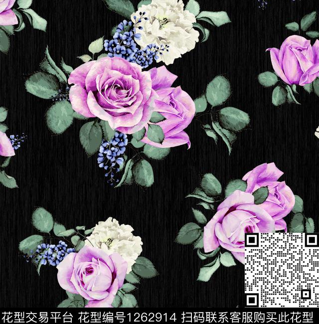 小碎花大牌风玫瑰花数码印花华亿平台下载（图片编号: 1262914） - 瓦栏（Walan）