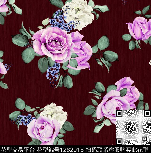 小碎花大牌风玫瑰花数码印花华亿平台下载（图片编号: 1262915） - 瓦栏（Walan）