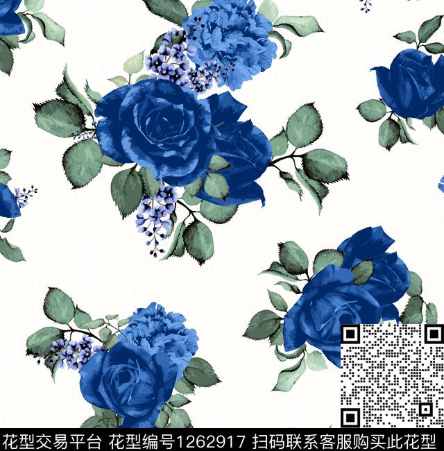 小碎花大牌风玫瑰花数码印花华亿平台下载（图片编号: 1262917） - 瓦栏（Walan）