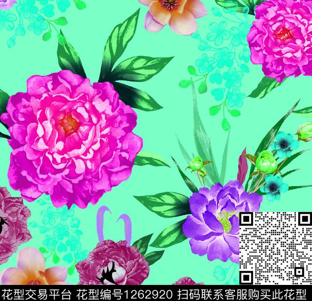 玫瑰花大牌风热带华亿平台数码印花华亿平台下载（图片编号: 1262920） - 瓦栏（Walan）