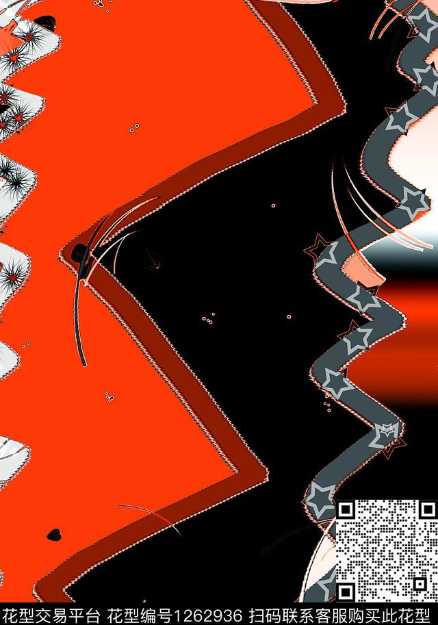 炫彩手绘抽象数码印花华亿平台下载（图片编号: 1262936） - 瓦栏（Walan）