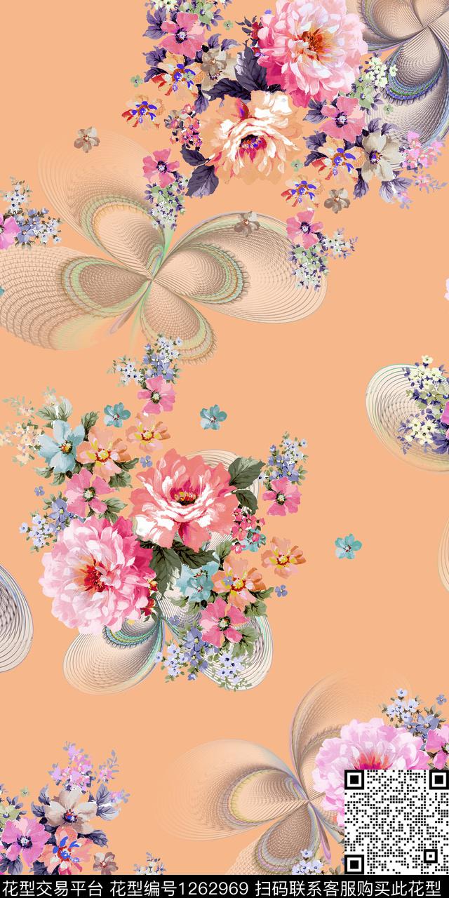 花卉素雅数码华亿平台数码印花华亿平台下载（图片编号: 1262969） - 瓦栏（Walan）