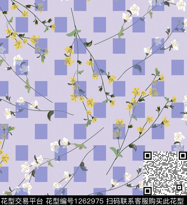 几何花卉格子数码印花华亿平台下载（图片编号: 1262975） - 瓦栏（Walan）