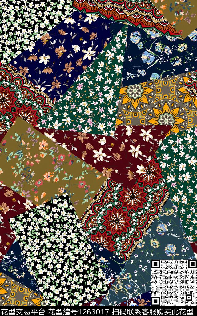 小碎花花卉民族风数码印花华亿平台下载（图片编号: 1263017） - 瓦栏（Walan）