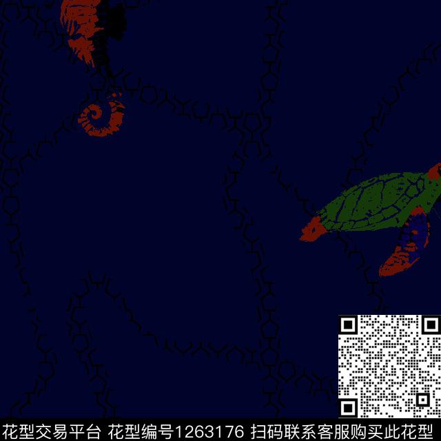海马乌龟几何传统印花华亿平台下载（图片编号: 1263176） - 瓦栏（Walan）