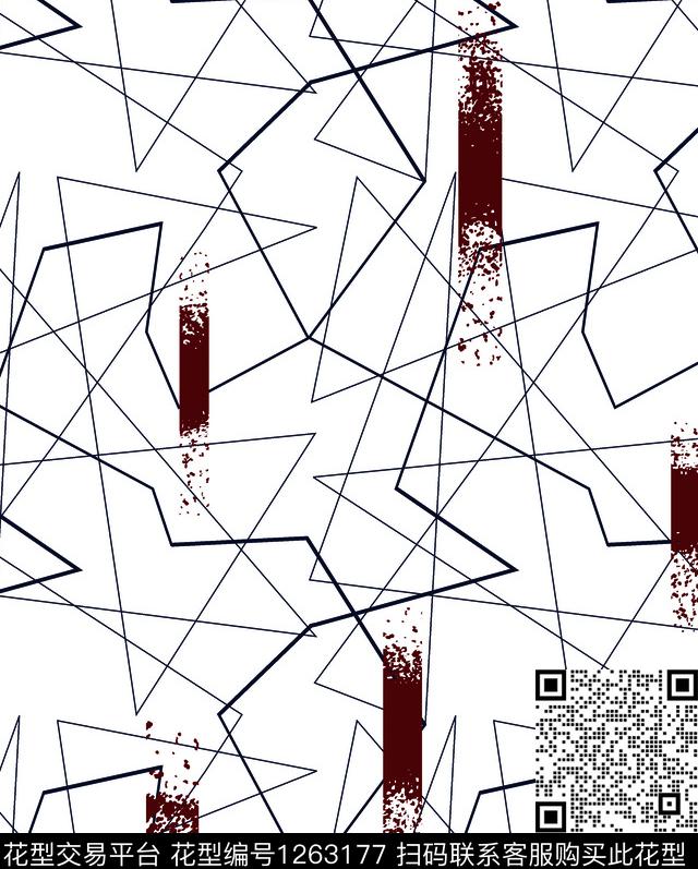 抽象男装大牌风线条几何传统印花华亿平台下载（图片编号: 1263177） - 瓦栏（Walan）