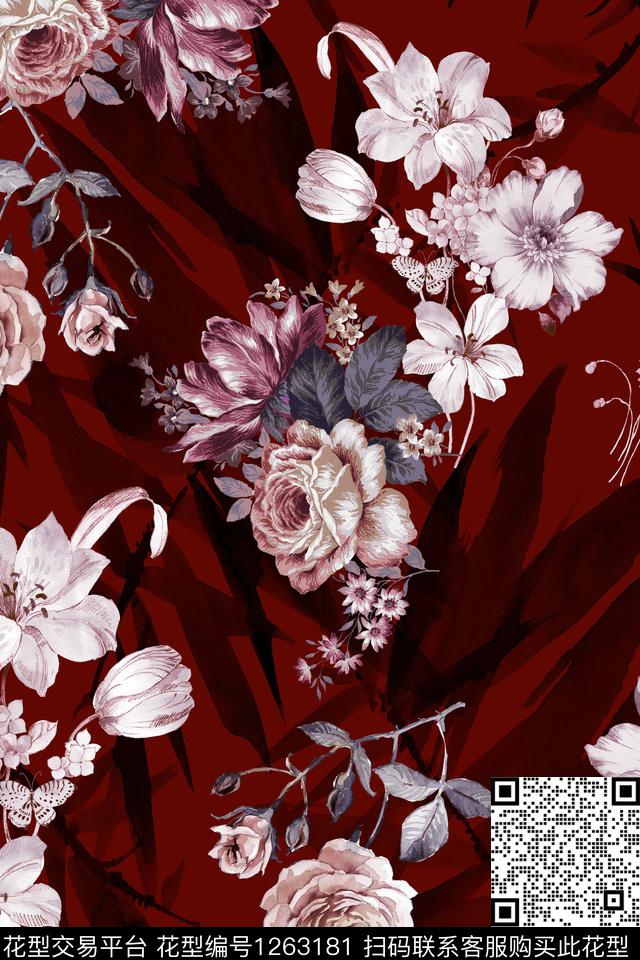 复古花卉中老年数码印花华亿平台下载（图片编号: 1263181） - 瓦栏（Walan）