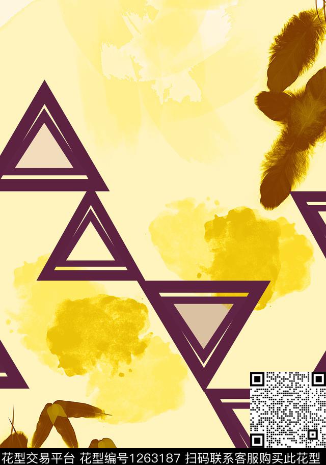 炫彩混合拼接手绘数码印花华亿平台下载（图片编号: 1263187） - 瓦栏（Walan）