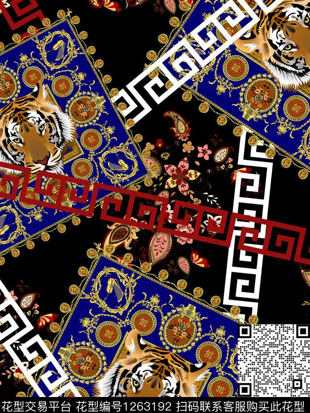 潮牌欧式定位花古典花纹数码印花华亿平台下载（图片编号: 1263192） - 瓦栏（Walan）