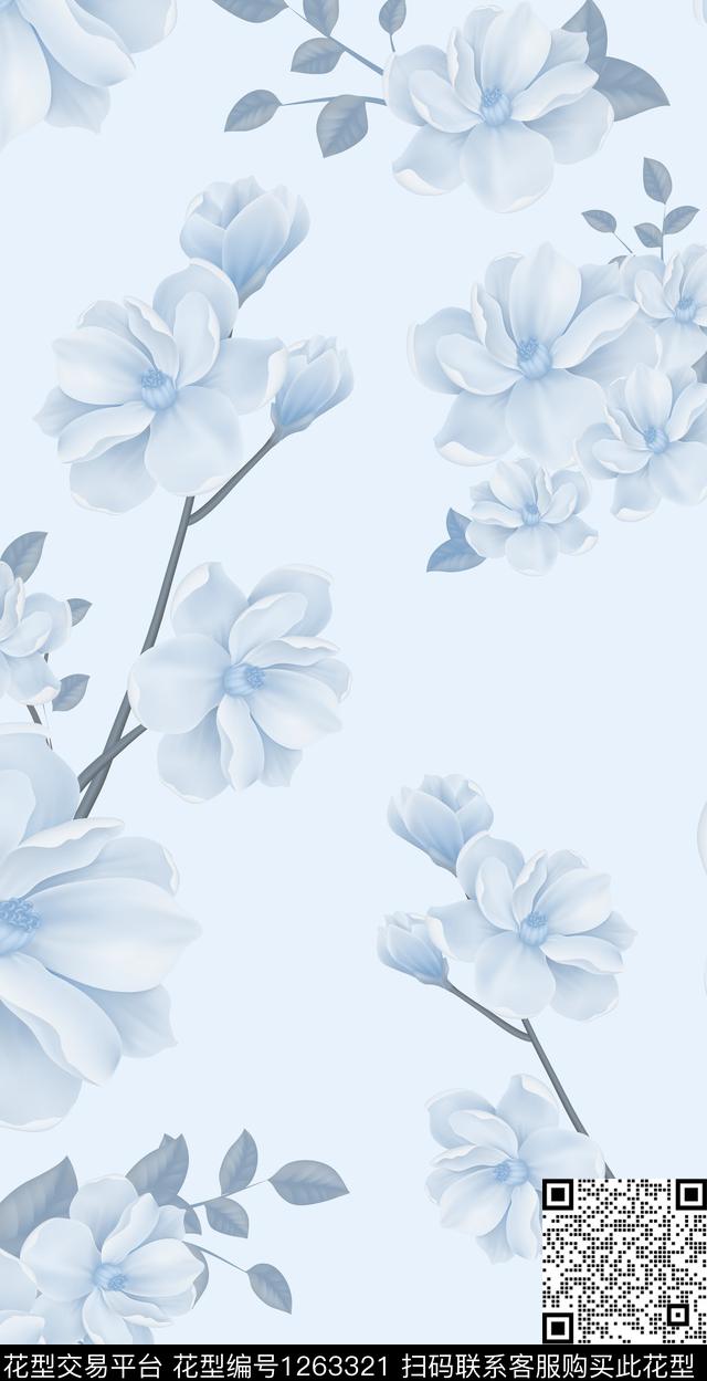 数码华亿平台花卉满版散花数码印花华亿平台下载（图片编号: 1263321） - 瓦栏（Walan）