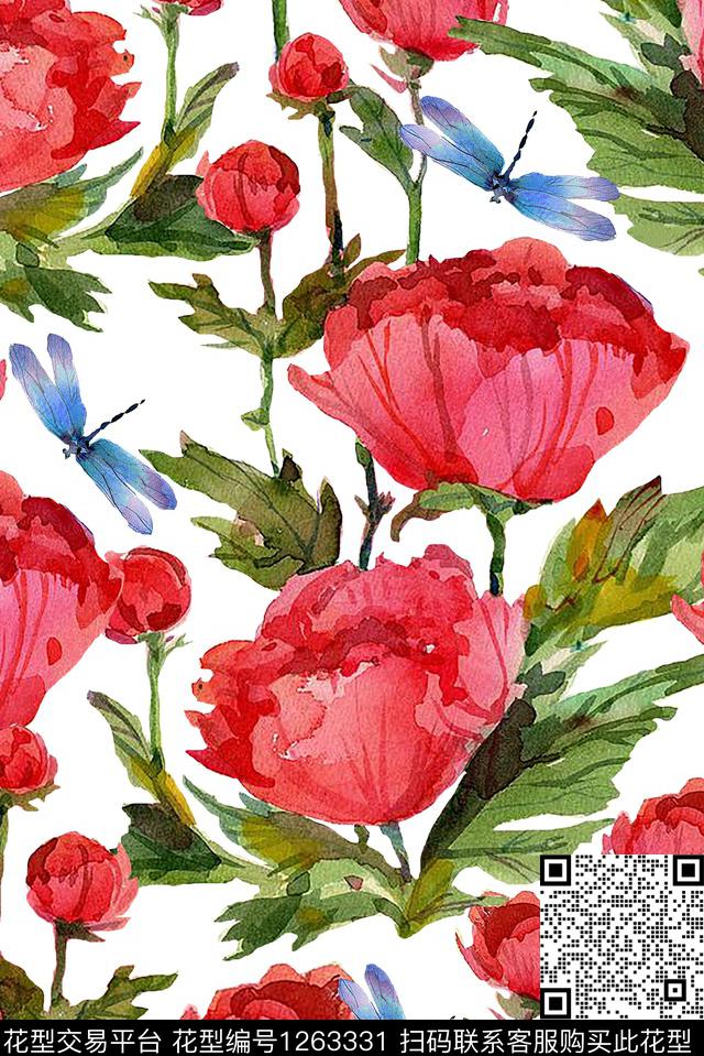 水彩花卉朦胧花卉洋阳---花卉数码印花华亿平台下载（图片编号: 1263331） - 瓦栏（Walan）