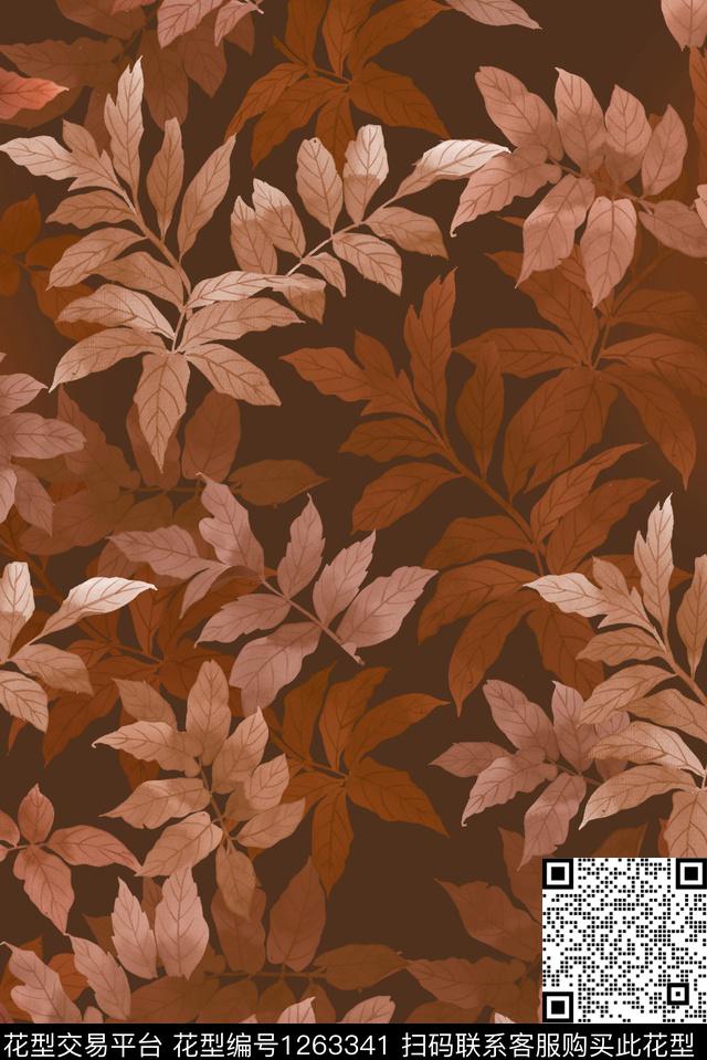 绿植树叶休闲大牌风数码印花华亿平台下载（图片编号: 1263341） - 瓦栏（Walan）