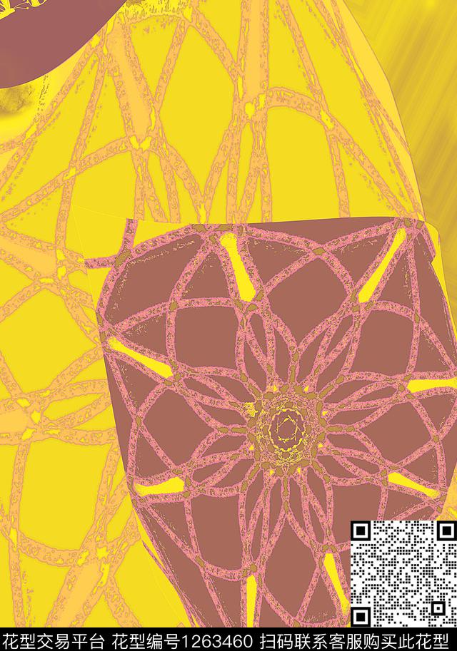 炫彩混合拼接手绘数码印花华亿平台下载（图片编号: 1263460） - 瓦栏（Walan）