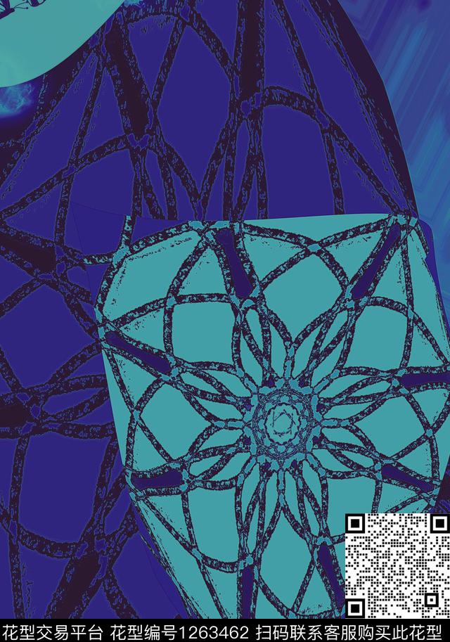 炫彩混合拼接手绘数码印花华亿平台下载（图片编号: 1263462） - 瓦栏（Walan）