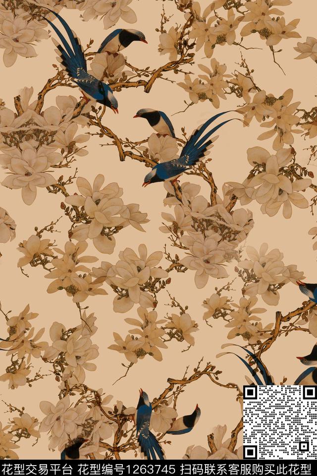 绿植树叶数码华亿平台民族风数码印花华亿平台下载（图片编号: 1263745） - 瓦栏（Walan）