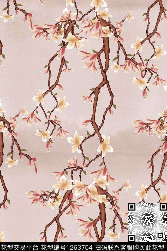 绿植树叶数码华亿平台民族风数码印花华亿平台下载（图片编号: 1263754） - 瓦栏（Walan）