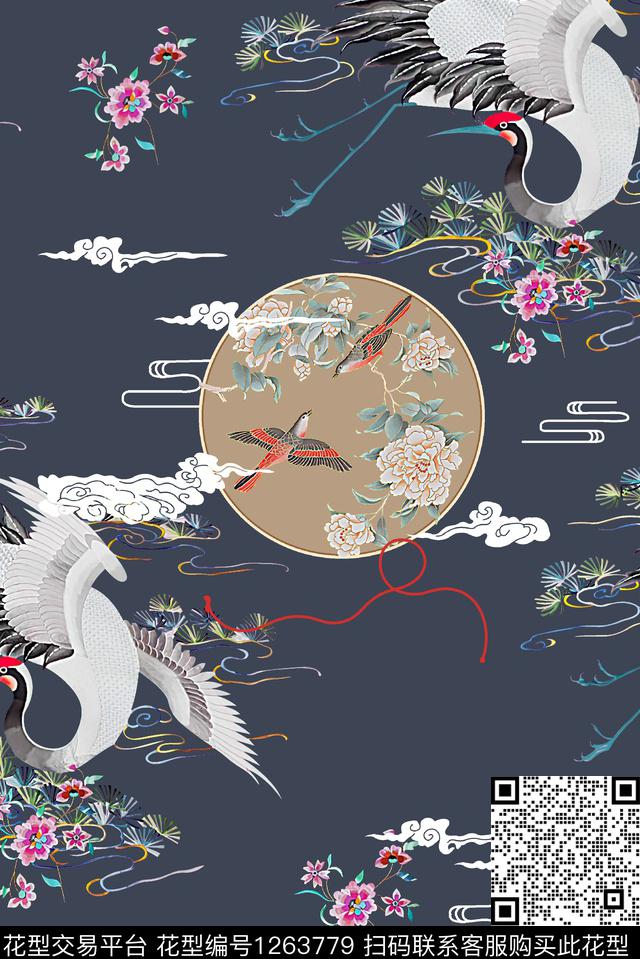 仙鹤中老年中国风数码印花华亿平台下载（图片编号: 1263779） - 瓦栏（Walan）