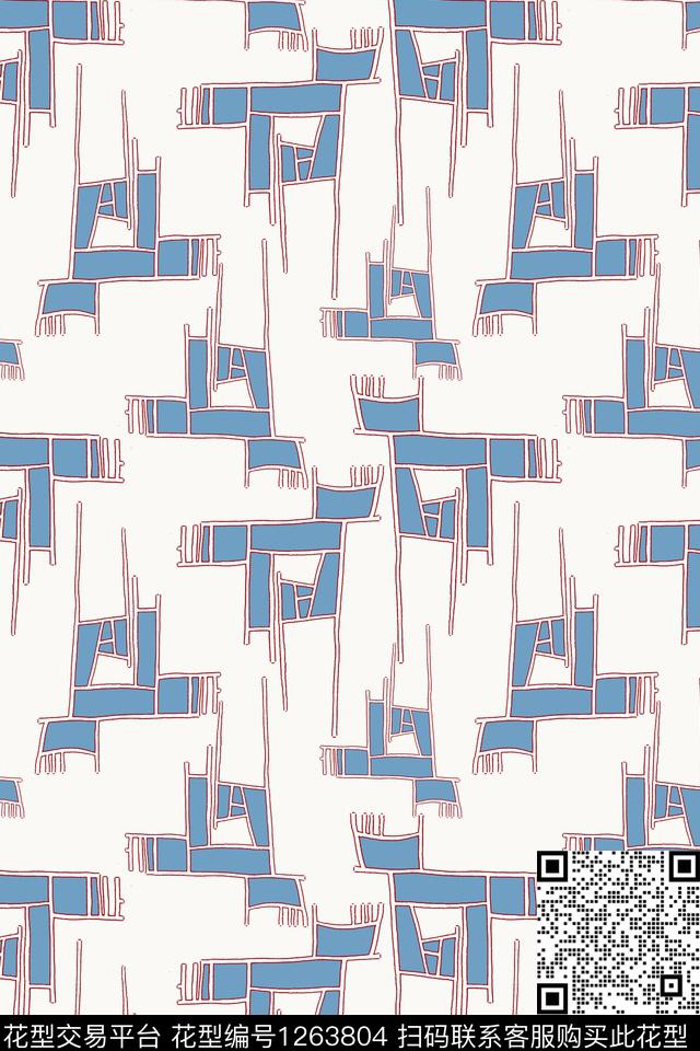 几何抽象手绘线条笔触传统印花华亿平台下载（图片编号: 1263804） - 瓦栏（Walan）