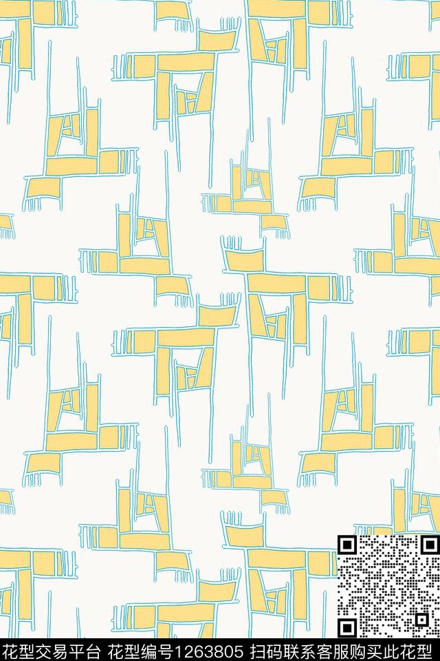 几何抽象手绘线条笔触传统印花华亿平台下载（图片编号: 1263805） - 瓦栏（Walan）