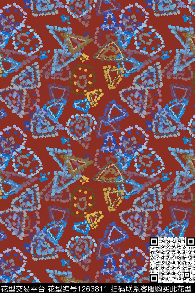 几何抽象手绘线条笔触数码印花华亿平台下载（图片编号: 1263811） - 瓦栏（Walan）