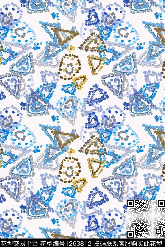 几何抽象手绘线条笔触数码印花华亿平台下载（图片编号: 1263812） - 瓦栏（Walan）