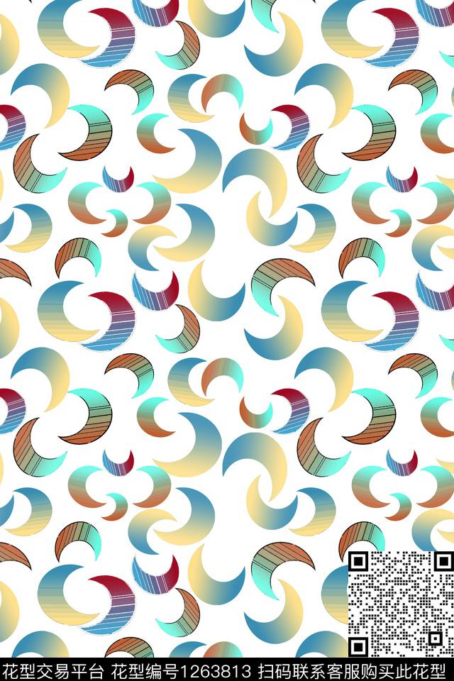 几何抽象细碎星尘数码印花华亿平台下载（图片编号: 1263813） - 瓦栏（Walan）