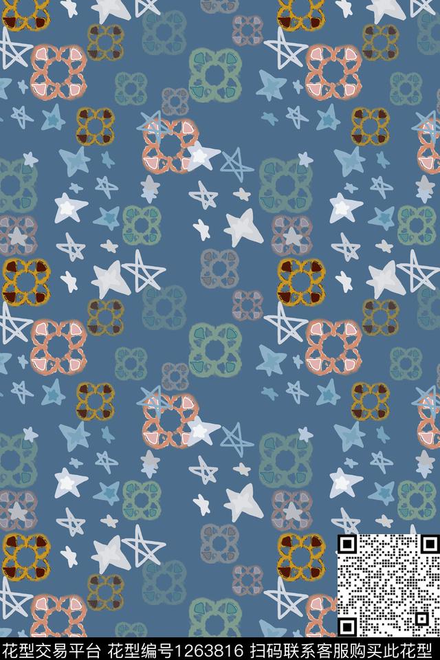 几何手绘线条笔触细碎星尘传统印花华亿平台下载（图片编号: 1263816） - 瓦栏（Walan）