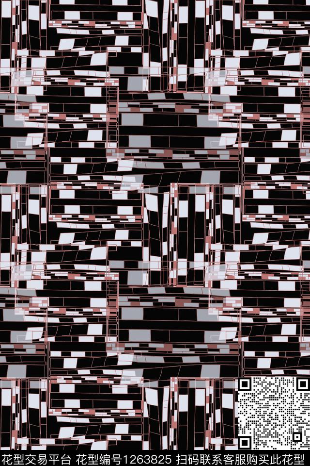 几何抽象手绘线条笔触传统印花华亿平台下载（图片编号: 1263825） - 瓦栏（Walan）