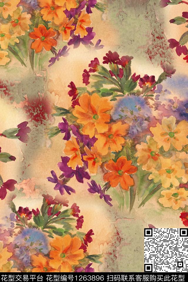 复古数码华亿平台真丝数码印花华亿平台下载（图片编号: 1263896） - 瓦栏（Walan）