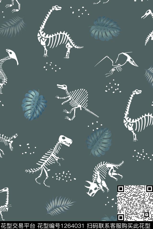卡通恐龙化石时尚简约传统印花华亿平台下载（图片编号: 1264031） - 瓦栏（Walan）