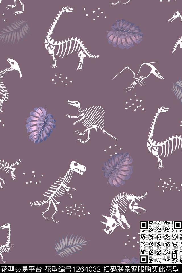 卡通恐龙化石时尚简约传统印花华亿平台下载（图片编号: 1264032） - 瓦栏（Walan）