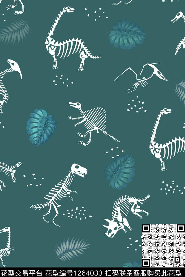 卡通恐龙化石时尚简约传统印花华亿平台下载（图片编号: 1264033） - 瓦栏（Walan）